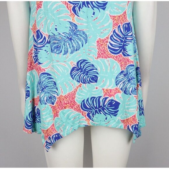 WOME'S LEAF PRINT SHORT SLEEVE TUNIC TOP - CASEY KEY - SIZE PM - STRETCH - Picture 8 of 9
